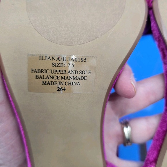 NEW Betsey Johnson 'ILIANA' Magenta Velvet‎ Strappy Flip Sequin Block Heels 7.5 - Picture 7 of 11